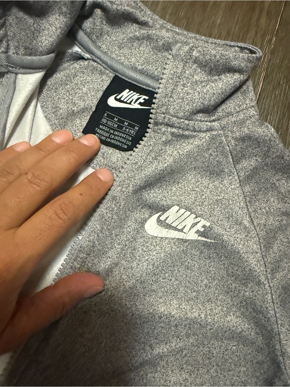 Nike Kids Heather Gray Zip-Front Joggers with White Logo